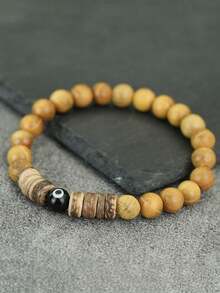 diffone Vòng tay hạt gỗ tự nhiên thủ công cổ điển, mặt dây chuyền hình mắt quỷ đen dành cho nam giới, trang sức nam. - vòng tay mắt hạt gỗ - Xem 9