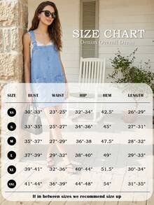 CICILEEDA Women's Casual Sleeveless Denim Pinafore Dress With Straps, Raw Wash Short Length For Everyday Wear - Xám - Xem 6
