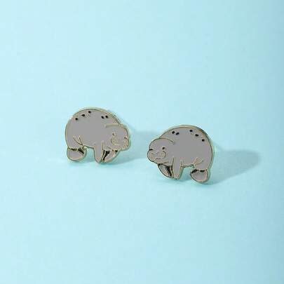 Bông tai hình cá nốt sần tráng men, trang sức đeo hàng ngày, quà tặng cho bạn bè, phong cách tinh tế.