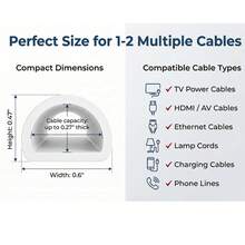 Ống che cáp silicon tự dính 39 inch, phù hợp với 1-2 dây cáp, vỏ bọc cáp mềm mại gắn tường, thích hợp cho nhà và văn phòng, màu trắng (rộng 0,6" x cao 0,47") - Xem 6