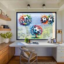 3pcs/Set Cool Football Themed Window Stickers, Including Shoe & Flower Patterns, DIY Self-Adhesive Removable Decals, Easy To Install, Suitable For Bedroom, Living Room, Game Room Decoration - Football - View 4