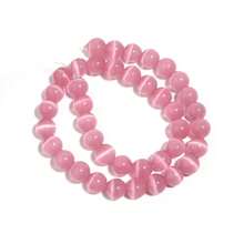 1 Strand Pink Cat's Eye Loose Beads DIY Beaded Cat's Eye Round Beads Cat's Eye Loose Beads DIY Necklace Jewelry Bracelet Accessories - Pink PK - View 7