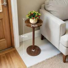 LOVEWE Round Solid Wood Coffee Table With Wood Legs, Modern Decorative Side Table For Small Spaces, Perfect For Plants & Home Decor - Straight Rod - Dark Walnut - View 12