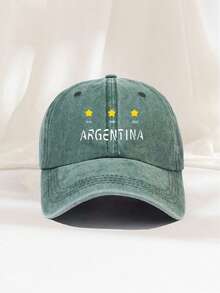 1顶“ARGENTINA”星形印花男女通用棒球帽，休闲棒球帽，可调节后扣，团队棒球帽，卡车帽，适合日常出行、团队建设、野餐、露营、徒步旅行、旅游和度假 - 多色 - 查看 13