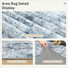 Abstract Rug 8x10 Large Living Room Rugs Neutral Modern Washable Area Rugs For Bedroom Dining Room Non-Slip Stain Resistant Foldable Thin Blue - Blue/Grey - View 6