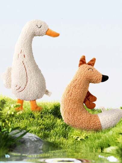 Đồ chơi thú nhồi bông tương tác hình cáo/ngỗng, có chip âm thanh và giấy nhăn, thích hợp cho mèo con gặm, đồ dùng cho thú cưng hình cáo/ngỗng dễ thương.
