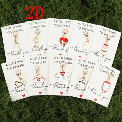 10pcs Nurse Keyring Packs Nurse Appreciation Gifts Include 10 Nurse Keychain 10 Thank You Greeting Card Gifts For Nurse Day Medical Party Favors