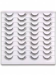 20 Pairs Natural Style False Eyelashes, Suitable For Daily Makeup, Can Be Given As Gift To Girlfriend - Black - View 9
