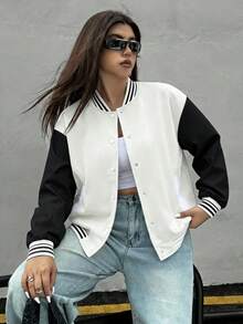 A Large-Sized Casual Loose Baseball Jacket For Women, Suitable For Daily Work And Outdoor Hiking - Màu be - Xem 1
