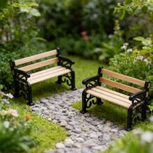 Miniature Park Bench Model, Pocket Garden Accessory, Miniature Yard Scene Prop Model, Exquisite Craft - Multicolor - View 9