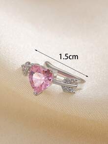 Rhinestone Heart-Shaped Clip-On Earrings, Shiny Fashionable Minimalist Casual Style, Suitable For Daily Wear, Gatherings, Dates, Parties - Multicolor - View 8