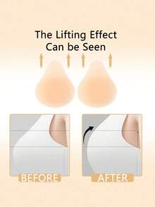 1对水滴形硅胶乳贴 - 可重复使用的透明粘性乳贴，适用于无肩带和露背服装 - 杏色 - 查看 3