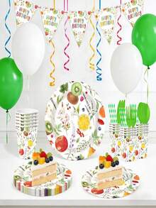 10 chiếc đĩa giấy và khăn ăn dùng một lần chủ đề trái cây, thích hợp cho tiệc mùa hè trên bãi biển, tiệc sinh nhật, tiệc cưới, đồ dùng cho mọi dịp. - nhiều màu - Xem 4