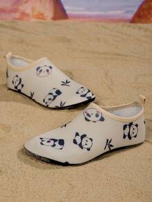 1双春夏可爱卡通熊猫印花男童时尚舒适休闲轻便多功能水鞋/涉水鞋 - 米色 - 查看 5