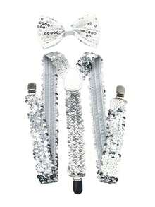 1 Set Men's Sequin Bow Tie, Suspender 3 PiecesAccessory Suit - Multicolor - View 4