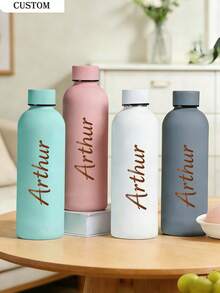 1件客製化雙層不鏽鋼咖啡杯/蘇打水瓶，運動保溫水杯，500ml/17oz 個性化姓名杯，多色可選，適合開學、節日與生日禮物 - 彩色 - 查看 8