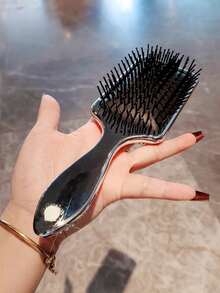 1pc Luxury Sparkling Rhinestone Massage Air Cushion Comb, Straightening Curling Volumizing Detangling Brush, Portable Travel Home Use, Fashionable Gift - Silver - View 3