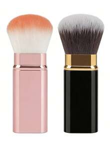 1 pieza Pincel de maquillaje profesional de cabeza redonda retráctil, adecuado para rubor, base, polvo, hecho de fibra sintética - Multicolor - Ver 13