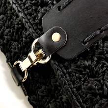 Bộ 5 món làm túi móc len, màu nâu/đen, khóa đôi bằng da PU + phần hông có vòm kim loại + dây đeo vai, túi móc len, túi đan, túi da PU tự làm, nguyên liệu làm ví, ví nữ tự làm, phụ kiện làm ví - B - Xem 4