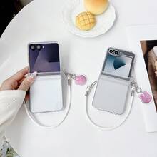 Étui de téléphone transparent mignon avec lapin, sangle compatible avec Samsung Galaxy ZFlip7 Z Flip6 ZFlip 5 Zflip6 Zflip5, antichoc au dos - Transparent - Voir 8