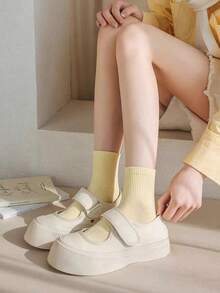 5/10 Pairs Spring & Summer Korean Style Candy Color Low-Cut Simple Casual Socks, Solid Color Japanese School Girl Style Versatile Sports Socks - Multicolor - View 3