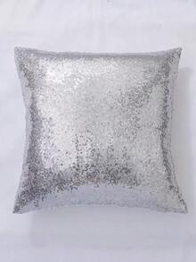 Sequin Cushion Cover Without Filler, Silver Throw Pillow, Sofa, Living Room - 銀色 - 查看 7