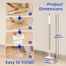 Snap Grip Mini Mop, Zero Touch Mini Mops, Retractable Gap Dust Cleaner Flat Mops With Locking Head &Amp; Sweeping Cloths, 92cm Long Handle Mopping Sweeper Stick For Multi Cleaning(1*Mop)7-14 Days Delivery - ColorA - 查看 5
