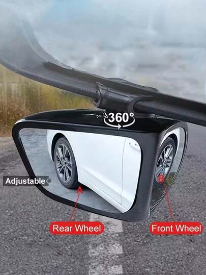 2 espejos retrovisores de punto ciego de alta definición, adecuados para vehículos - ajustables 360°, proporcionando una vista de ángulo amplio para las ruedas delanteras y traseras, utilizando vidrio ultra transparente, muy adecuados para camiones, SUV y sedanes.