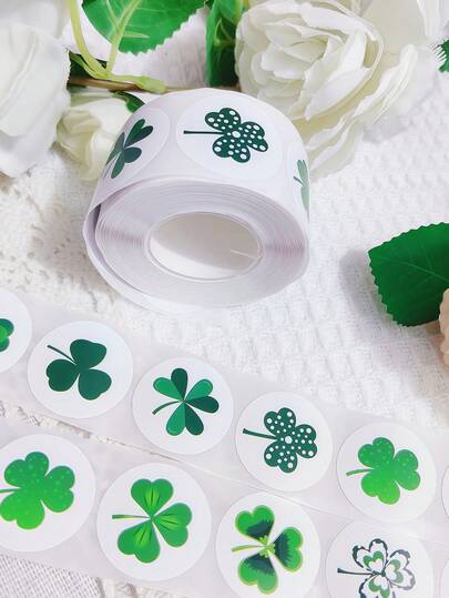 500 szt., 1,5-calowe naklejki koniczynki, naklejki koniczynki na dzień św. Patryka, do dekoracji prezentów, codzienne potrzeby, zielone etykiety Lucky Seal, przynieś szczęście, etykiety samoprzylepne, etykiety prezentowe, dodatkowe naklejki Lucky Magic, naklejka na pudełko, naklejka na plombę, naklejki do plombowania opakowań towarów handlowych