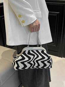 Túi xách cầm tay/đeo chéo/đeo trang điểm họa tiết da báo thời trang. - trắng - Xem 5