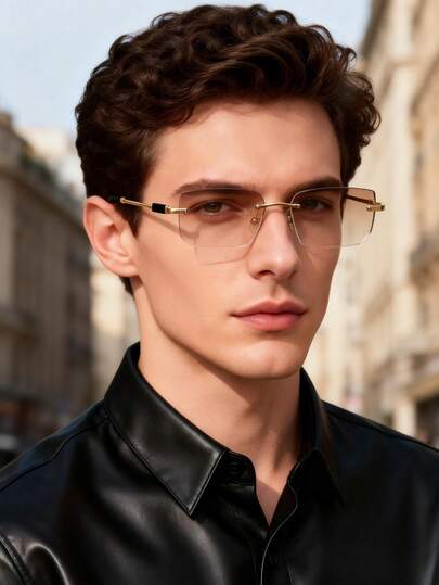 1pc Fashionable Men's Fashion Glasses, Suitable For Traveling, Tourism, Photography, Parties, Driving, And Decoration