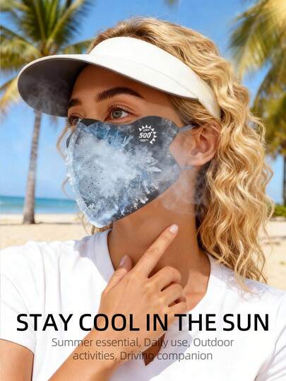 Eye Protection Ice Silk High Beauty Sunscreen Mask For Women, 3D Stereoscopic Sunshade And UV Protection Summer Mask For Summer Commuting And Outdoor Cycling, Essential 3D Stereoscopic Cutting To Show Face Size, Breathable Ice Silk Without Shedding Makeup, Adjustable Ear Cord