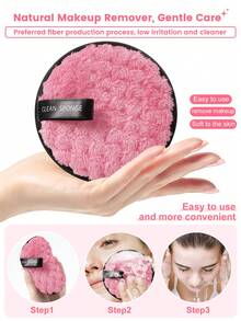 3PCS Reusable Makeup Remover Pads | Washable Ultra-Fine Fiber Cloth | Soft Cleansing Pads For Face & Eye Makeup Removal - Multicolor - View 3
