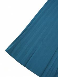 1 chiếc đầm nữ thanh lịch màu trơn ôm sát với gấu xếp ly, đầm hè cho nữ, đầm thanh lịch dự tiệc, đầm thường ngày cho mùa xuân/hè. - Màu xanh ngọc - Xem 5