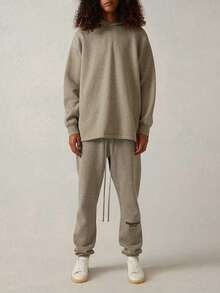 Fear Of God  Autumn Winter Hoodie 'Dark Oatmeal' Loose Drop Shoulder Hooded Women/Men Sweatshirt,Runs 1 Size Large , Vintage Flocking Craftsmanship Combined With Modern Men Breathable Technology, Warm Cotton Flocking - LIGHT OATMEAL/PANTS - 查看 8