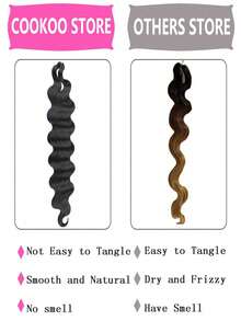 14~24Inch Natural Black Body Wave Braiding Hair 24 Inch Pre-Feathered French Curl Wavy Crochet Braids Synthetic Hair Extensions For Goddess Box Braids - Multicolor - View 6