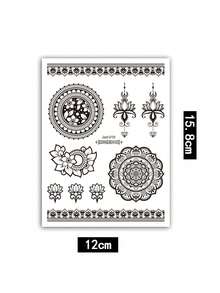 7 Sheets Lady Body Art Temporary Tattoo Sticker, Black Henna Tattoo Sticker, Flower And Butterfly Pattern, Waterproof Fake Tattoo, Lasts 2-5 Days, Can Be Used On Fingers, Arms, Neck, Shoulders, Waist, Legs And Back, Suitable For Festivals, Parties, Music Festivals And Gifts, Quickly Achieve Body Art. - Black - View 9
