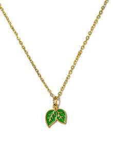 Mazuer 1pc Stainless Steel Drip Oil Pendant Necklace, Dolphin, Seashell, Leaf Design Clavicle Chain, Jewelry Gift For Women, Friendship - Multicolor - View 12