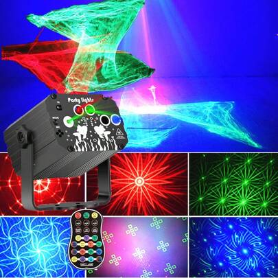 Luz de fiesta de discoteca DJ con efecto arcoíris aurora, control remoto y función activada por sonido. Adecuado para bares, KTVs, baile en interiores, fiestas de cumpleaños, iluminación de ambiente para bodas, regalos y decoración de interiores.