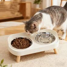 New Stainless Steel Elevated Double Bowl For Cats And Dogs, Integrated Food And Water Bowls On High Stand, Designed For Small Pets, Raised Design Protects Neck, Fashionable Pet Feeder - Multicolor - View 8