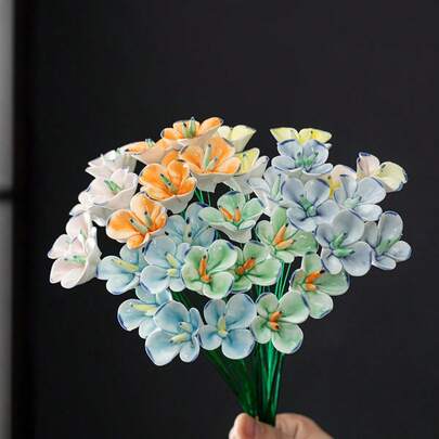 3/6件套手工蝴蝶兰陶瓷花 - “优雅的爱” 匠心打造，栩栩如生，适用于花园、室内外装饰 - 永不褪色，适合情人节、母亲节、圣诞节、新年及其他节日家居装饰（高品质陶瓷）