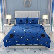 Bộ ga trải giường 3 món phong cách Ins in hình bầu trời sao vũ trụ (1 ga trải giường + 2 vỏ gối, không kèm ruột chăn), chất liệu mềm mại, thoáng khí với họa tiết hành tinh và chòm sao, bộ ga giường đa năng dùng được cả bốn mùa cho phòng ngủ và phòng khách. - Màu xanh lam - Xem 11
