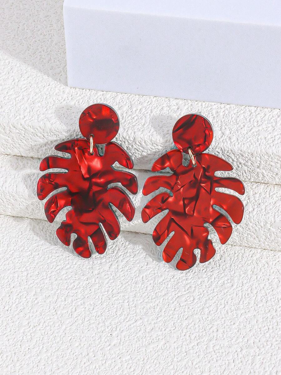 1对百搭度假树叶亚克力耳环 - 彩色 - 查看 1