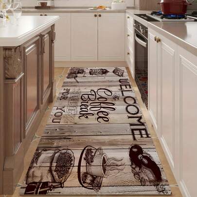 Ultra-Kaffeezeit Buchstaben Muster Teppich - Maschinenwaschbar, Nicht verblassend, perfekt für Wohnzimmer, Schlafzimmer, Küche & mehr - Gemütliche Heimdekoration Teppich, Luxus Samt Teppich - Hochwertige leichte waschbare Matte, Weich & Flauschig, Strapazierfähiger rutschfester Kurzflor Teppich, Verschiedene Größen erhältlich, Rutschfester Boden [Badezimmermatte] [Badematte] [Badezimmermatten] Herbst/Winter/Rom Dekoration/Heimdekoration/Hausdekoration