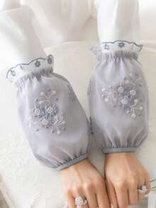 1 đôi tay áo ren hoa, tay áo ren hoa có cổ tay. - nhiều màu - Xem 5