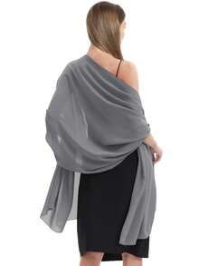 Chiffon Shawl Wrap, Suitable For Brides, Weddings, Formal Dresses And Special Occasions - Dark Grey - View 3