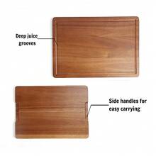 1pc Wooden Cutting Board, Cheese & Sausage Board, Meat, Cheese, Bread, Vegetable And Fruit Chopping Board With Juice Groove And Handle For Kitchen - Brown - View 6