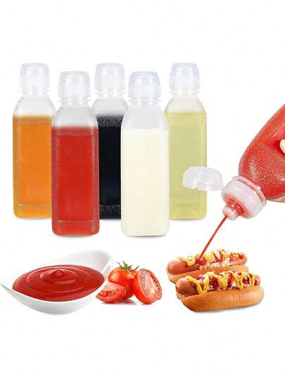 Hũ đựng nước sốt vuông có nắp bật, chai bóp đựng nước sốt nhiều màu sắc tiện dụng, bình đựng nước sốt hộp cơm bento, chai dầu ăn, hộp gia vị trong suốt, đồ dùng nhà bếp