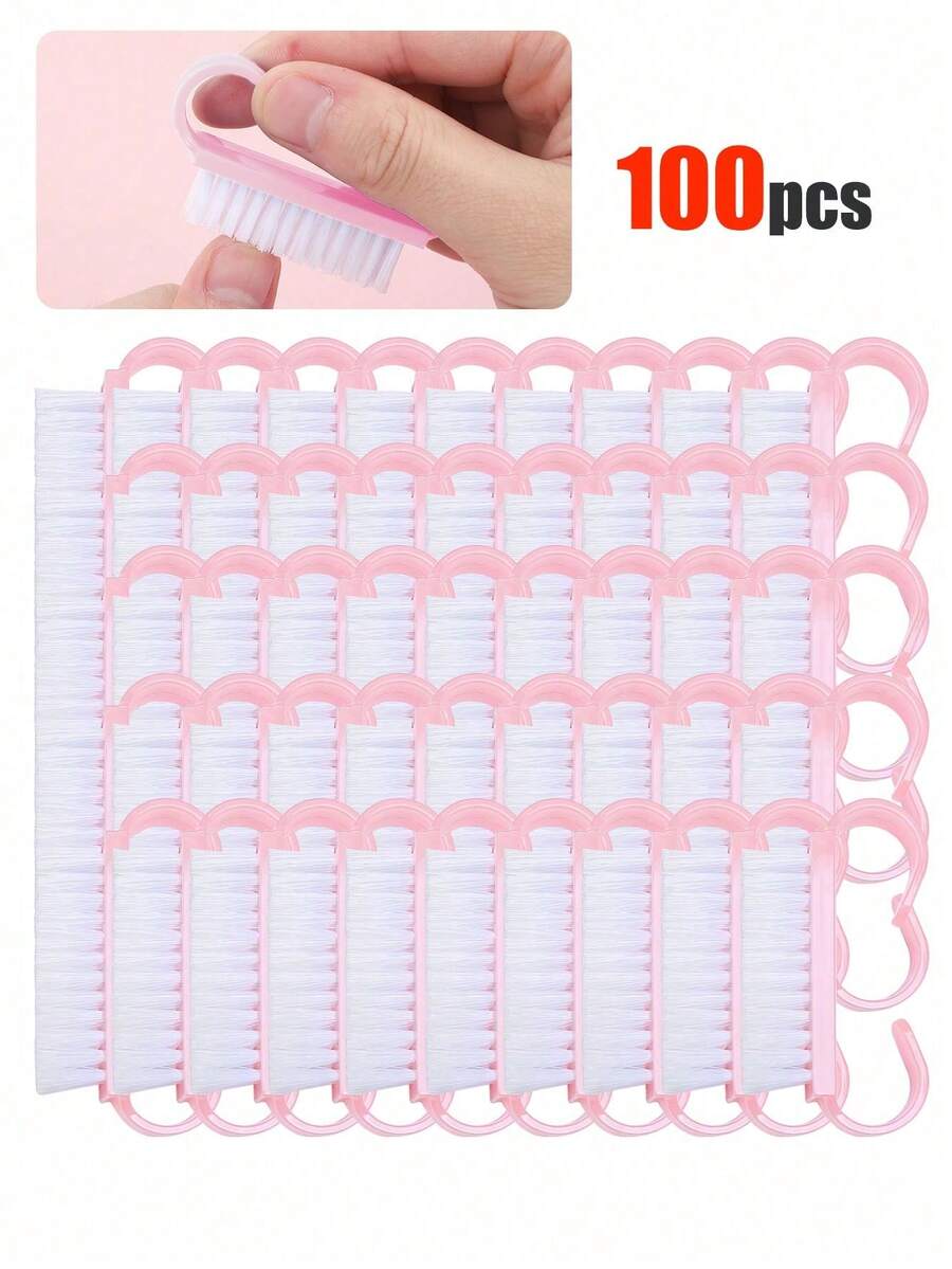 Bộ 10-100 cọ nhỏ phủi bụi móng tay có cán, cọ làm sạch móng tay kèm bột, cọ làm sạch móng chân, màu ngẫu nhiên, bộ dụng cụ làm móng nghệ thuật, làm móng tay, làm móng chân.