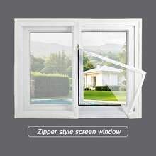 1pc White Hook And Loop Mosquito Net Screen, Self-Adhesive Zipper Style Window Screen, 2026 New Household Anti-Mosquito Device, No Drilling Installation - White - View 11